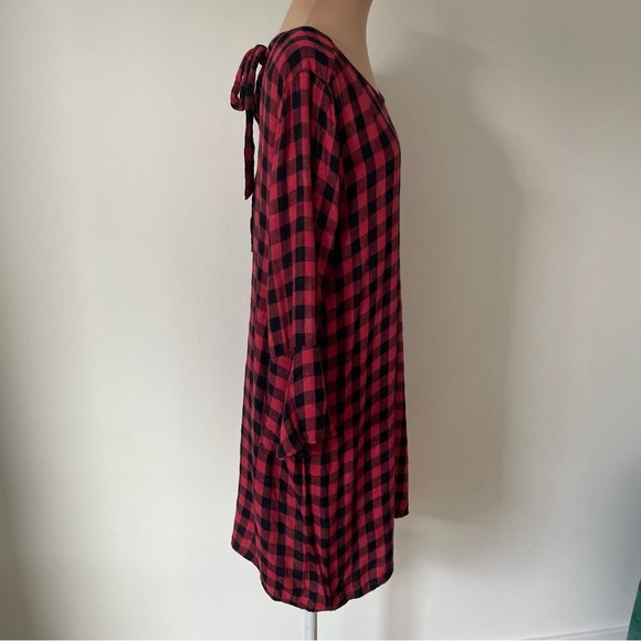 Anthropologie Cloth & Stone Plaid Flutter Sleeve Buffalo Check Open Back Dress M - Picture 7 of 12